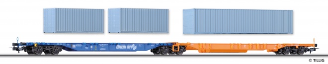 Articulated container car Sdggmrs "Okombi" loaded with 3 containers<br /><a href='images/pictures/Sachsenmodelle/76579_HM.jpg' target='_blank'>Full size image</a>